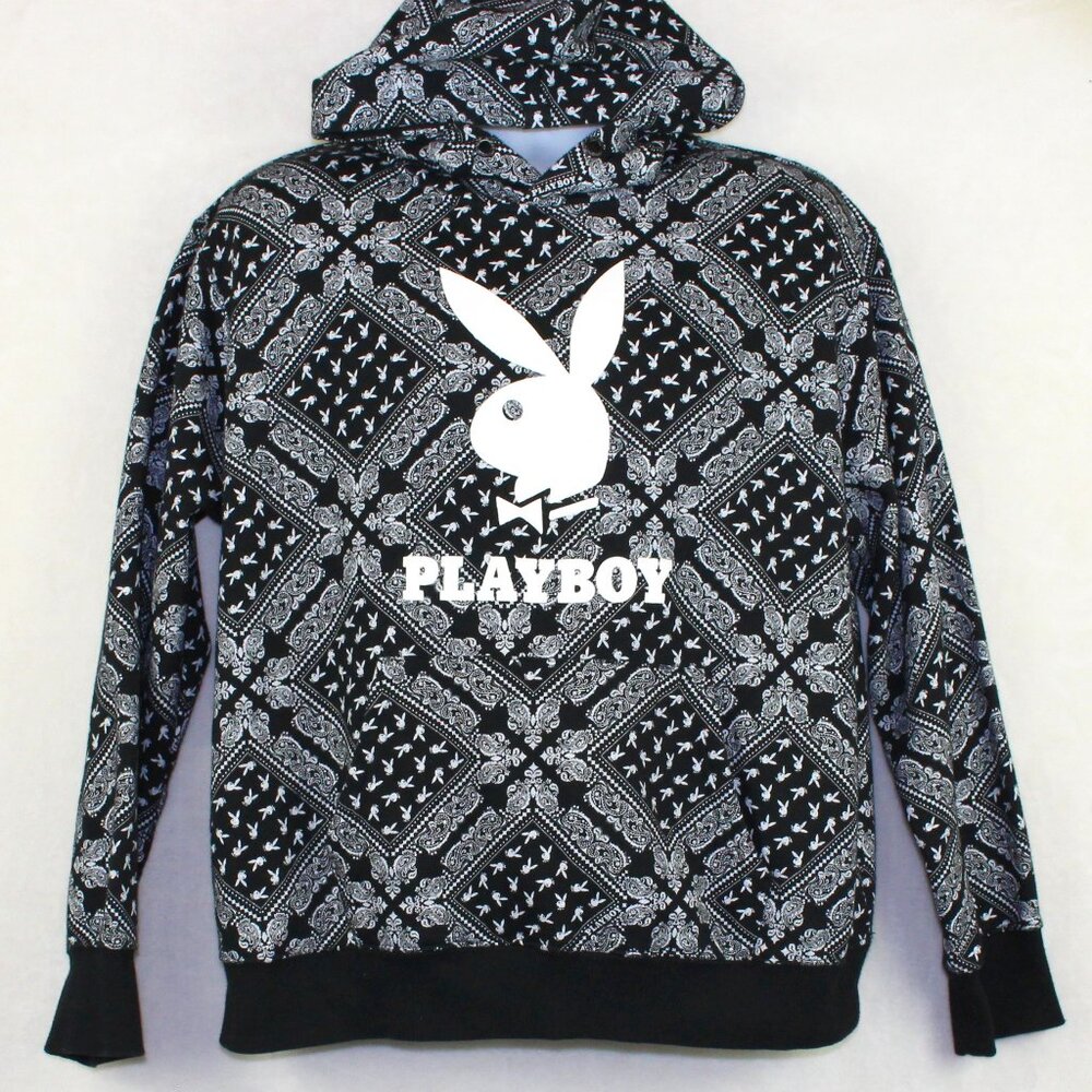 Playboy Logo Bandana Pattern Hoodie Unisex Large